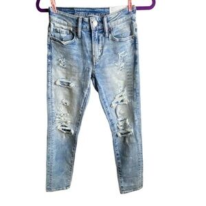 American Eagle Men’s 26 x 28 Blue Light Destroyed Wash AirFlex Plus Skinny Jeans